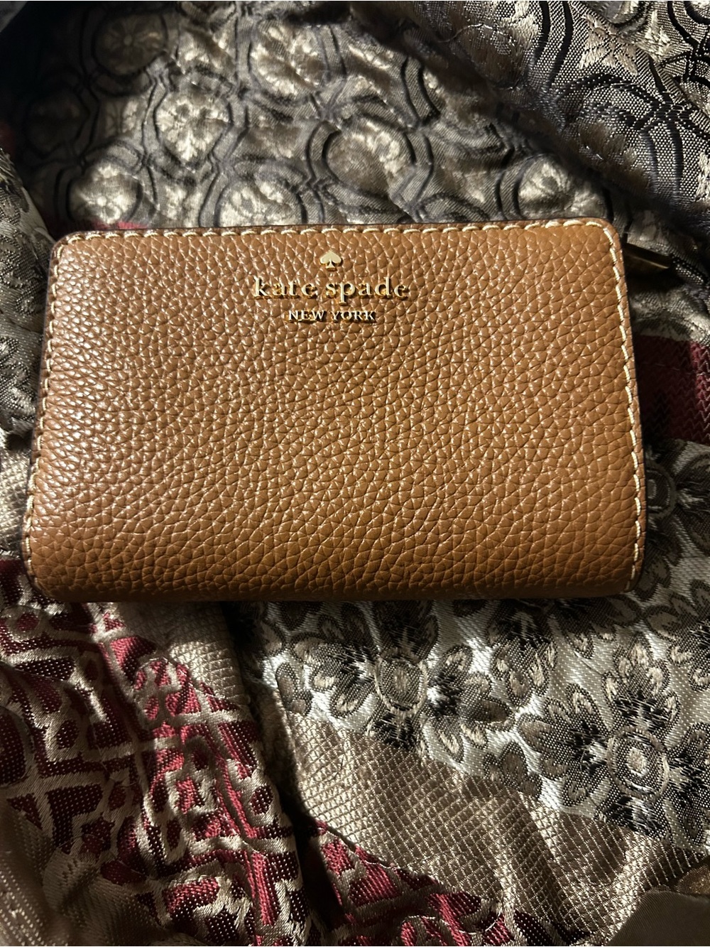 kate spade Pebbled Leather Card & Key Holder - Tan